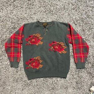 Vintage 1991 Eddie Bauer Cottage Core Cotton Woven Sweater Size Small